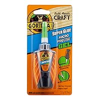 Gorilla Micro Precise Super Glue Gel, Cyanoacrylate Glue, Fast Setting, Precise Dispensing Tool, Anti-Clog Cap, Clear, 5.5g, (Pack of 1)