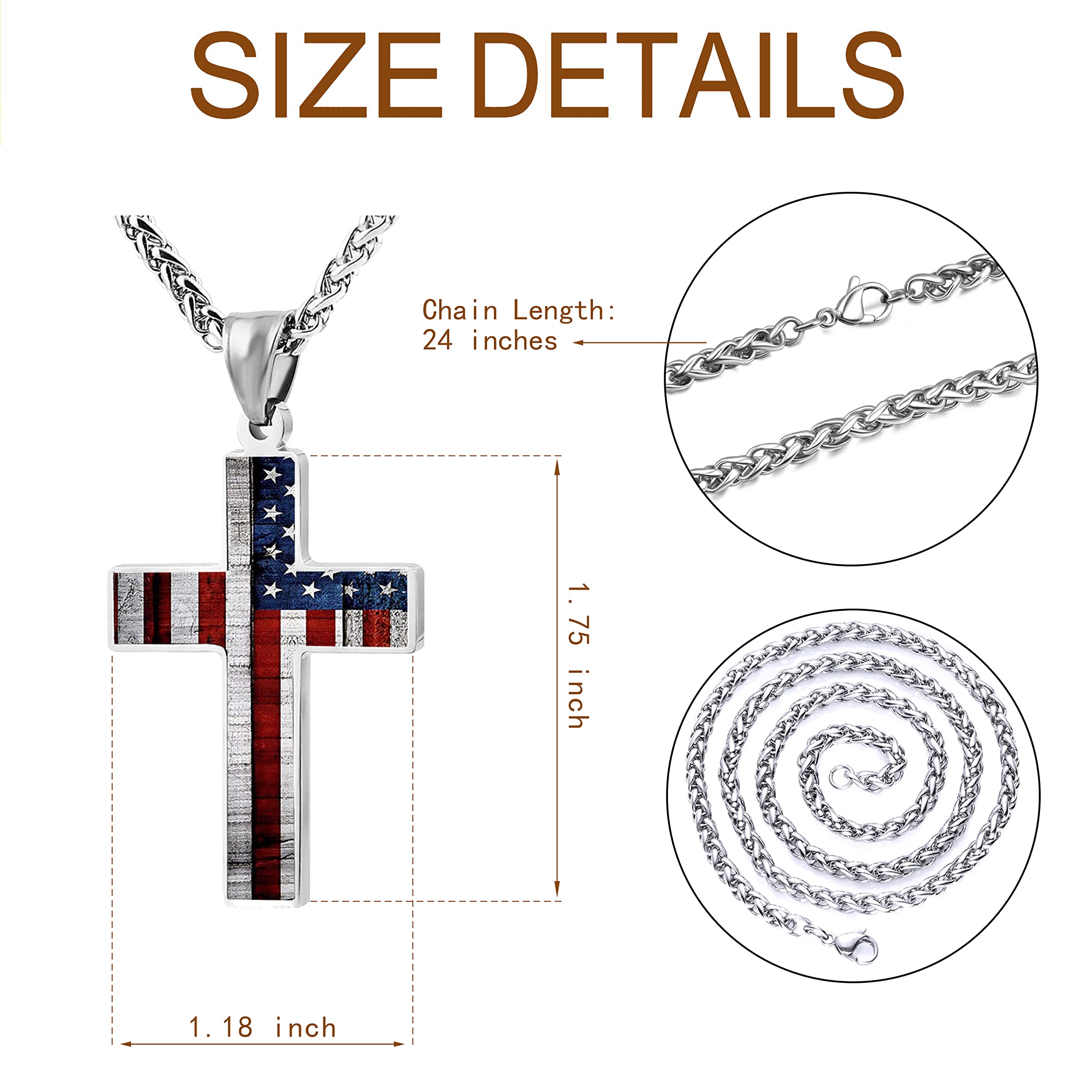 JUHIOPOI Cross Pendant Necklace For Mens Women Jewelry Religious Pendant Chain Necklace