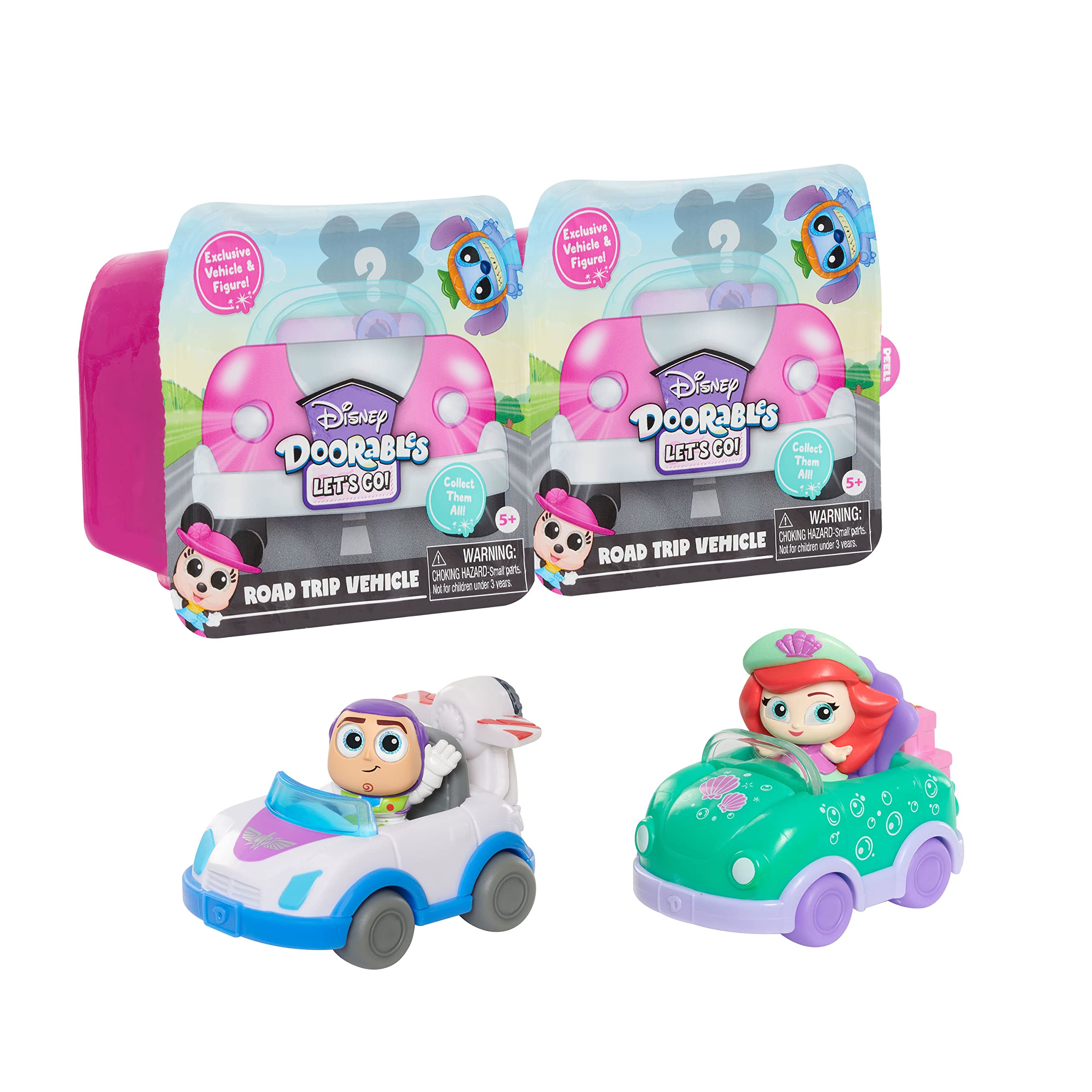 Disney Doorables Let’s Go Vehicles 2-Pack Series 1, Basket Stuffers, Toy Figures, Officially Licensed Kids Toys for Ages 5 Up, Gifts and Presents, Amazon Exclusive