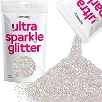 Hemway Premium Ultra Sparkle Glitter Multi Purpose Metallic Flake for Arts Crafts Nails Cosmetics Resin Festival Face Hair - Mother of Pearl Iridescent - Extra Chunky (1/24