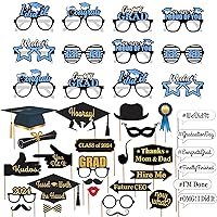 KatchOn, Blue Graduation Eyeglasses 2024 - Pack of 52 | Black and Gold Graduation Photo Booth Props | 2024 Graduation Glasses, Blue 2024 Graduation Party Decorations | Grad Photo Booth Props 2024