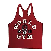 World Gym W300 String Mens Tank Top (X-Large, Red)