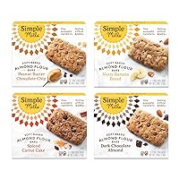Almond Flour Snack Bars (Nutty Banana, Spiced Carrot Cake, Dark Chocolate Almond, Peanut Butter Chocolate Chip) - Gluten Free, Made with Organic Coconut Oil, Breakfast Bars, Healthy Snacks, 6 Ounce (Pack of 4)