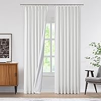 Extra Long White Bailey Pinch Pleated 100 Full Blackout Curtain Panels108 Inches Long,Luxury Pinch Pleat Drapes,Energy Efficient Window Treatment Set for Bedroom Living Room,40