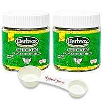 Herb Ox Chicken Bouillon Powder Bundle with - (2) 4oz Jars of Herbox Gluten Free Chicken Bouillon Granules and (1) One Wyked Yummy All in One Measuring Spoon