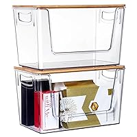 Hudgan Clear Stackable Storage Containers Acrylic Open Front Storage Bins with Lids for Bliss Bins and Kitchen Organization, Trash Bag Holder Dispenser
