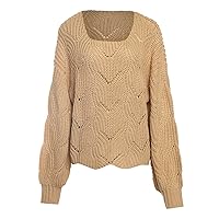 Women's V-Neck Knit Pullover Sweater, Long Sleeve, Loose Fit, Casual Chic Style