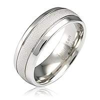 100S JEWELRY White Gold Tungsten Rings For Men Women Wedding Band SandBlasted Finish Dome Edge Sizes 6-16