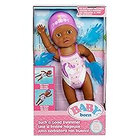 Baby Born Such A Good Swimmer Doll 3 Years & Up - Easy for Small Hands- Includes Cute Unicorn Bathing Suit & Cap (Brown Eyes) Multicolor