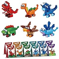 12 Pack Party Favors for Kids, Dinosaur Building Blocks, Assorted Mini Animals Building Blocks Sets for Goodie Bags Fillers, Classroom Prizes, Birthday Gifts,Easter Basket Stuffers
