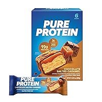 Pure Protein Bars, High Protein, Nutritious Snacks to Support Energy, Low Sugar, Gluten Free, Chocolate Salted Caramel, 1.76oz, 6 Count (Pack of 1)