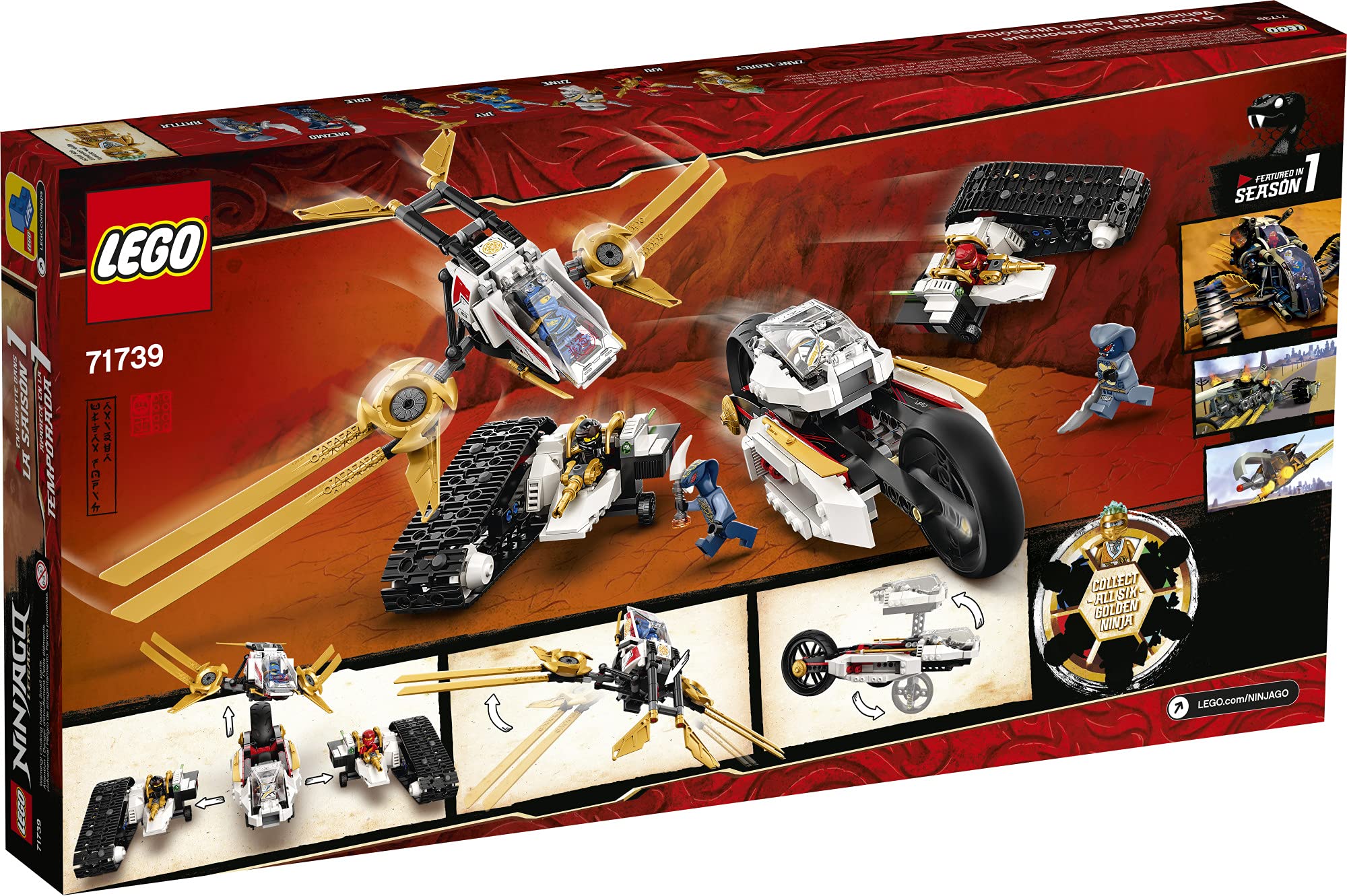 LEGO NINJAGO Legacy Ultra Sonic Raider 71739 Building Kit with a Motorcycle, Plane and Collectible Minifigures; New 2021 (725 Pieces)