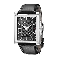 Gucci G-Timeless Rectangle Analog Display Swiss Quartz Silver-Tone Men's Watch(Model:YA138404)