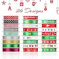 60 Yards 0.4 Inch Thin Christmas Ribbon Grosgrain Ribbon Red Green Dots  Stripes Multi Rolled Xmas Gift Ribbon for Gift Wrapping Holiday Decoration  DIY