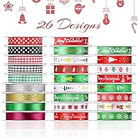 3 Rolls Raffia Ribbon, 1/4 by 492 Feet Red Green Kraft Gift Ribbon,  Christmas Ribbon Packing Paper Twine Ribbon for Gift Wrapping, DIY  Christmas