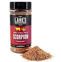 Lane's Scorpion Seasoning Rub, All-Natural Scorpion Pepper Powder Combo Rub of Q-Nami, SPF53, & Brisket, NO MSG, Gluten-Free Made in USA, 12.4 Oz