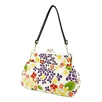 Wakomono 0435-7 Kimono Bag (New) Women's Three-Piece Purse Handbag, Hydrangea, White