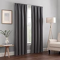 Kendall Modern Blackout Thermal Rod Pocket Window Curtain for Bedroom or Living Room (1 Panel), 42 X 54, Charcoal