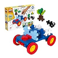 PLUS PLUS Big - Make & GO! - 46 Pieces - Construction Building Stem/Steam Toy, Interlocking Large Puzzle Blocks for Toddlers and Preschool