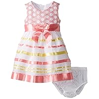 Bonnie Baby Baby Girls' Coral Embroidered Ribbon Dress