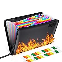 ABC life 25 Pockets Fireproof File Folder Organizer A4/Letter Size Water Resistant Document Bag Money Briefcase Filing Folder with Silicone-Coated Expanding File Organizer Pouch Storage with Zipper