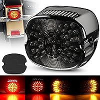 Nilight LED Tail Light Motorcycle Brake Turn Signal Driving License Plate Rear Light Smoked Plug and Play for Harley Davidson Dyna Sportster 883 1200 Road King Glide Electra Heritage, 2 Years Warranty