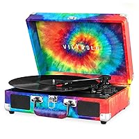 Victrola Vintage 3-Speed Bluetooth Portable Suitcase Record Player with Built-in Speakers | Upgraded Turntable Audio Sound|Tie Dye, Model Number: VSC-550BT-TDY