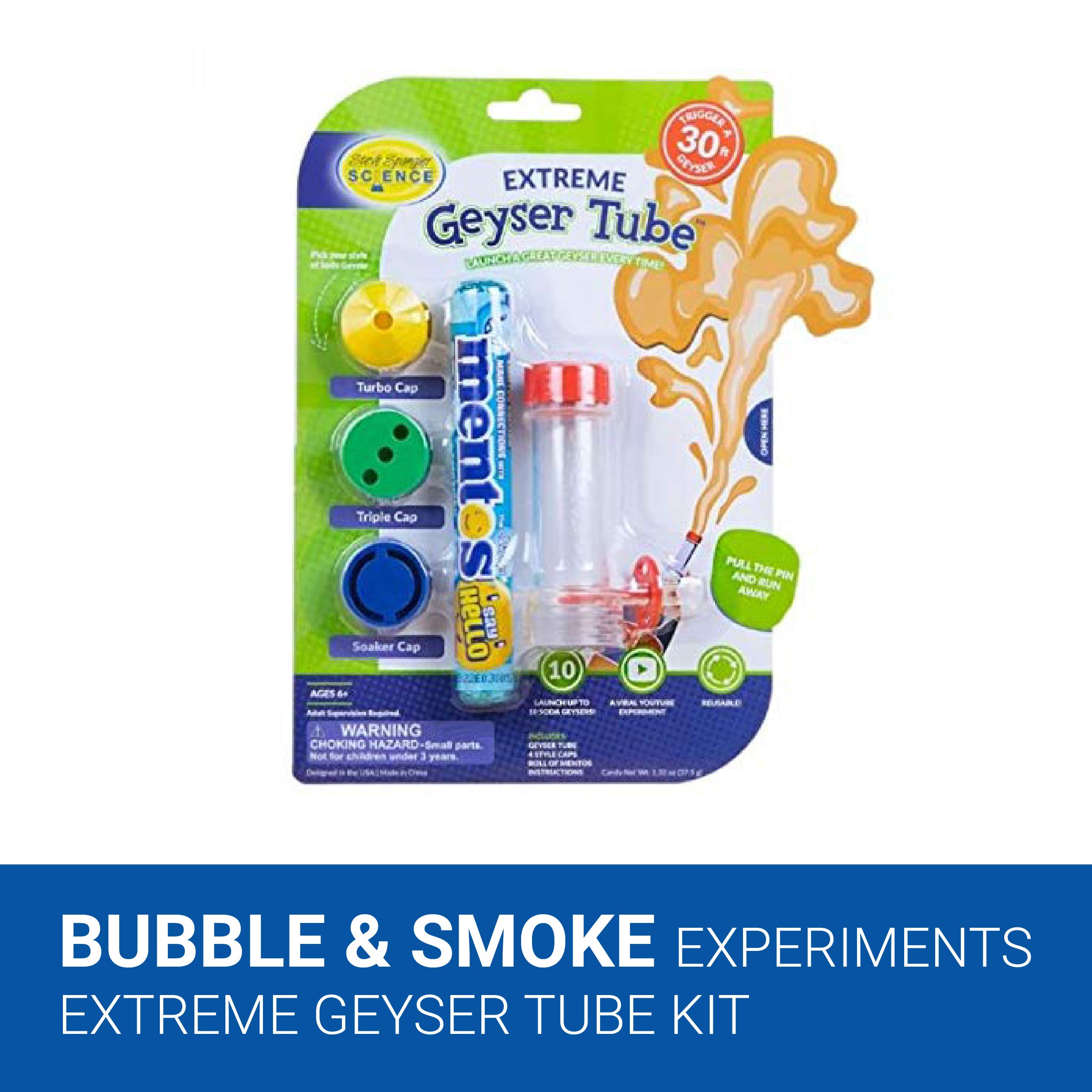 Steve Spangler Science Extreme Geyser Tube - Science Kit for Kids - Mentos & Soda Lab Experiment - Includes Tube, Candy, & Unique Spray Caps - Chemistry Magic - Classroom STEM Project