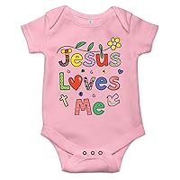 Jesus Loves Me Christian Baptism Religious Baby Bodysuit Newborn Infant Onesie
