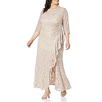 Alex Evenings Women's Plus Size Long Dress with Knot Front Detail