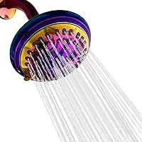 Luxury Spa Series Shower Head, 6 Spray Setting, 4.5 Inch Adjustable High Pressure Shower Head Fixture for Hard Water, 360-Degree Tilt Massage Shower System - Rainbow Finish Shower Head