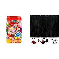 1200pcs pom poms+200pcs Black Pipe Cleaners, Art and Craft Supplies