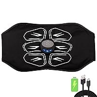 Abs Stimulator Fitness Belt and Abdominal Toner Equipment for Muscle Adult Women and Man at Home Workout Gym Pure Black