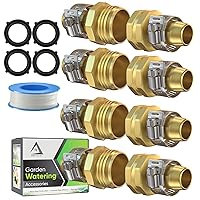 Heavy Duty Hose Repair Kit, 3/4 Inch Male Female Water Hose Repair End, Solid Metal Replacement Fittings, Fix Kit with Clamps Fit for 3/4