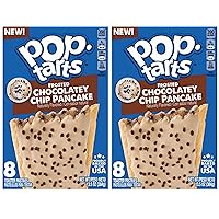 Generic Frosted Pancake Chocolatey Chip Toaster Pop (2) Box SimplyComplete Bundle (16 Total) for Kid Snacks, Value Pack Snacking Tarts at Home School Office or with Friends Family