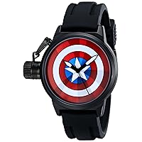 Marvel Men's W001753 The Avengers Captain America Analog-Quartz Black Watch