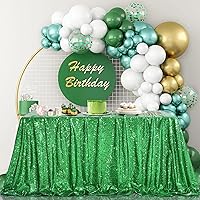 Green Tablecloth Christmas Green Sparkle Tablecloth 8.5ft Sequin Table Cloth Shimmer Fabric for Bridal Baby Shower Decorative St. Patrick's Day Buffet Parties,60x102inch