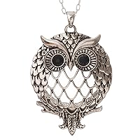 Owl Magnifier Magnifying Glass Sliding Top Magnet Pendant Necklace, 30