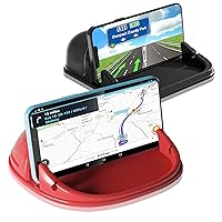 Loncaster Car Phone Holder, Red & Black Car Phone Mount Silicone Car Pad Mat for Various Dashboards, Slip Free Phone Stand Compatible with iPhone, Samsung, Android Smartphones, GPS Devices and More