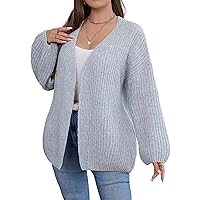 SHENHE Women's Plus Size Cardigans Open Front Long Sleeve Cable Knit Winter Cardigan Sweaters