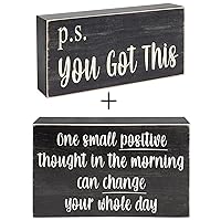 Motivational Home Office Desk Black Box Signs - P.S. You Got This+One Positive Thought