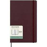Moleskine 2024 Weekly Planner, 12M, Large, Burgundy Red, Hard Cover (5 x 8.25)