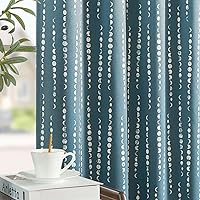 jinchan 100% Blackout Boho Curtains Moon Phases Printed Bedroom Curtains 63 Inch Length Blue Drapes Rod Pocket Back Tab Thermal Insulated Curtains for Nursery Window Drapes Curtain Set 2 Panels