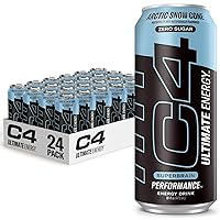 C4 Ultimate Sugar Free Energy Drink 16oz (Pack of 24) | Arctic Snow Cone | Pre Workout Performance Drink with No Artificial Colors or Dyes