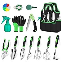Garden Tool Set, 14PCS Complete Set of Heavy-Duty Stainless Steel Gardening Hand Tools with Stylish and Durable Tool Bag and Non-Slip Rubber Grips, Ideal Gardening Kit Gift for Women and Men