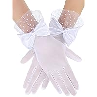 Bencailor Women Lace Gloves Party Wedding Gloves Girl Bow Short Prom Glove Evening Elegant Accessories Sun Protection Funeral