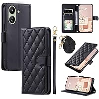 Cell Phone Case Wallet Compatible with Xiaomi Redmi 13C 4G Wallet case with Credit Card Holder,Soft PU Leather Magnetic Wrist Shoulder Strap, Flip Folio Book PU Leather Phone case Shockproof Cover Wom