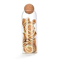 round cork glass bottle sealed jar nut storage jar coffee bean jar round transparent(1.3QT)