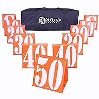 GoSports Football Field Yard Line Markers - Set of 11, High Visibility Weighted Yardage Markers with Portable Carrying Case