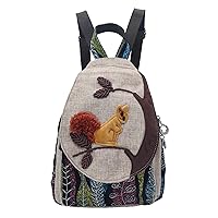 HUANGGUOSHU Backpack Purse for Women - Boho Style Small Convertible Sling Bag with Woven and Mushroom Design - Perfect Mini Backpack for Fashionable Hippie Ladies Squirrel
